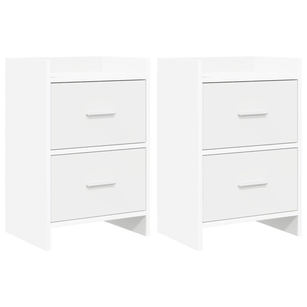 vidaXL Sängbord 2 pcs Vit 40 x 30 x 60 cm Konstruerat trä