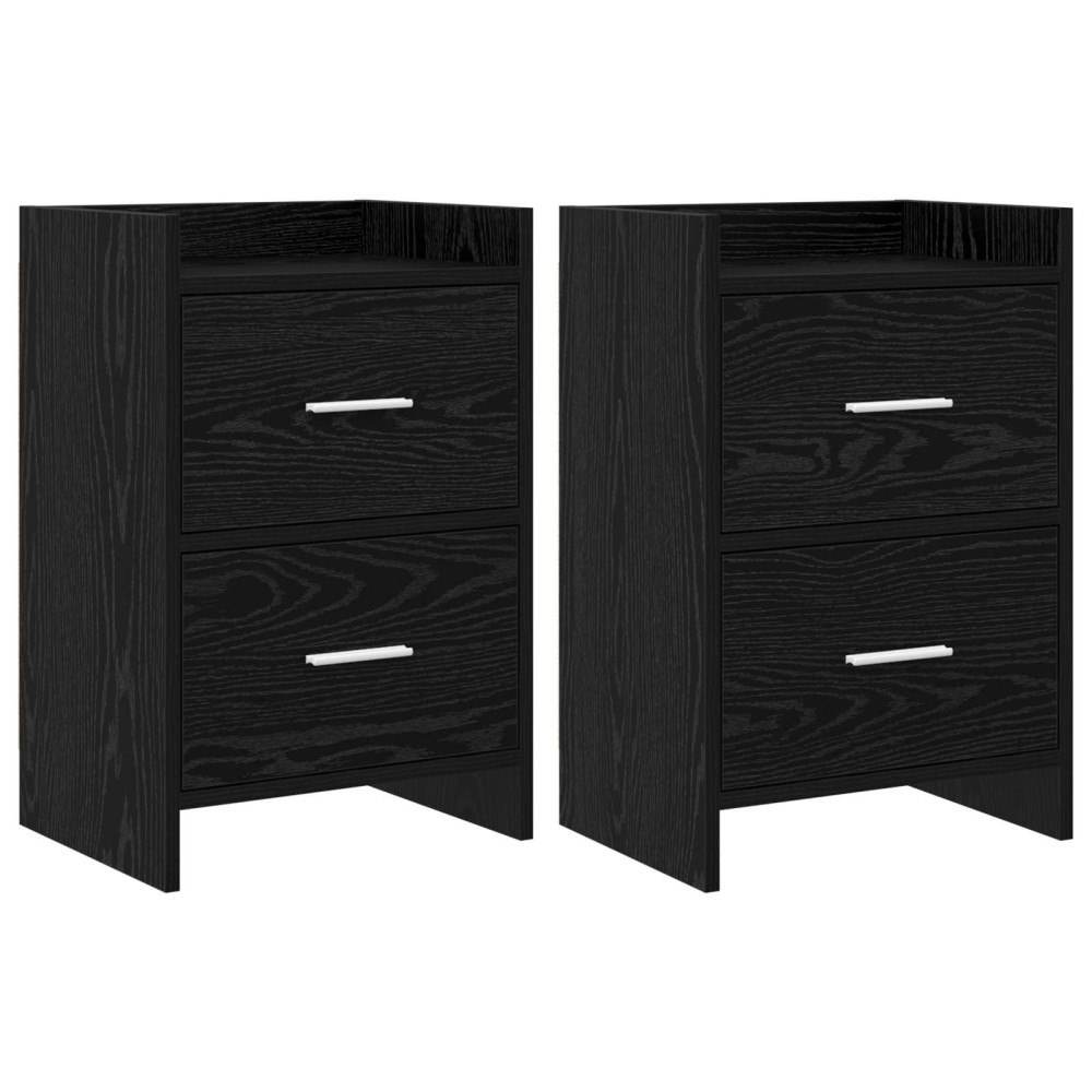 vidaXL Sängbord 2 pcs Svart ek 40 x 30 x 60 cm Konstruerat trä