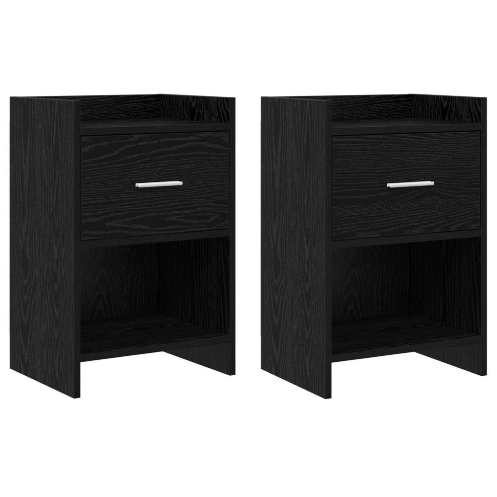 vidaXL Sängbord 2 pcs Svart ek 40 x 30 x 60 cm Konstruerat trä