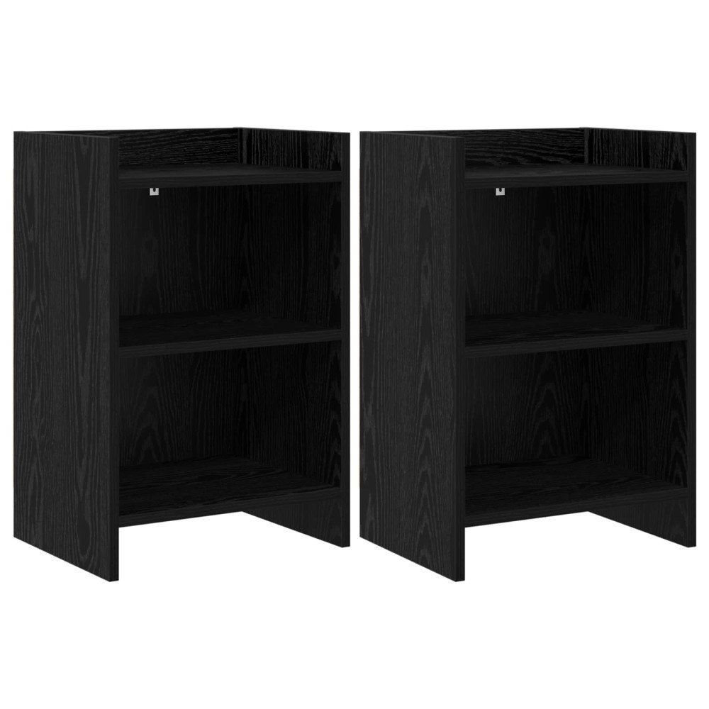 vidaXL Sängbord 2 pcs Svart ek 40 x 30 x 60 cm Konstruerat trä