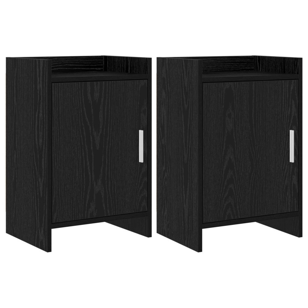 vidaXL Sängbord 2 pcs Svart ek 40 x 30 x 60 cm Konstruerat trä