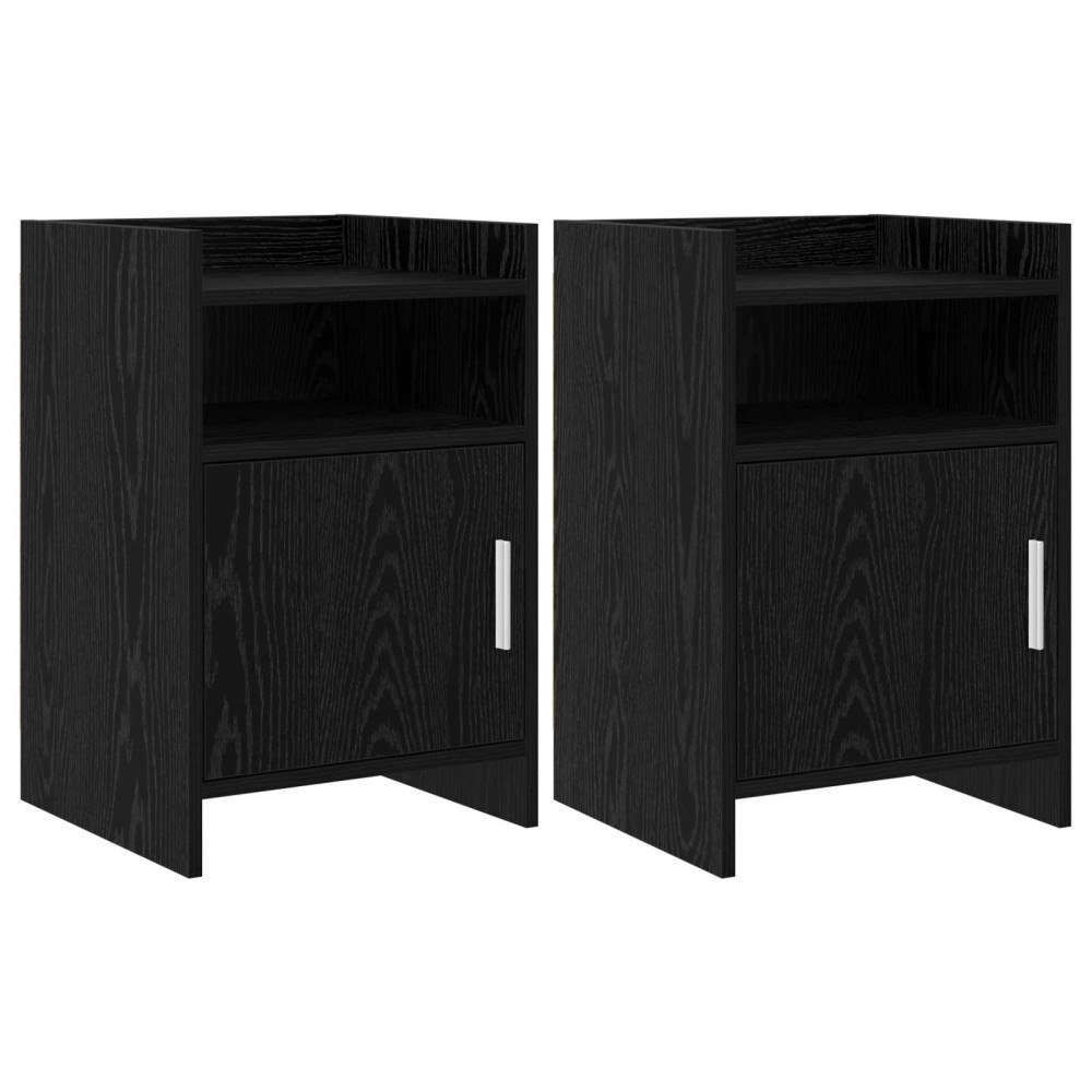 vidaXL Sängbord 2 pcs Svart ek 40 x 36 x 60 cm Konstruerat trä