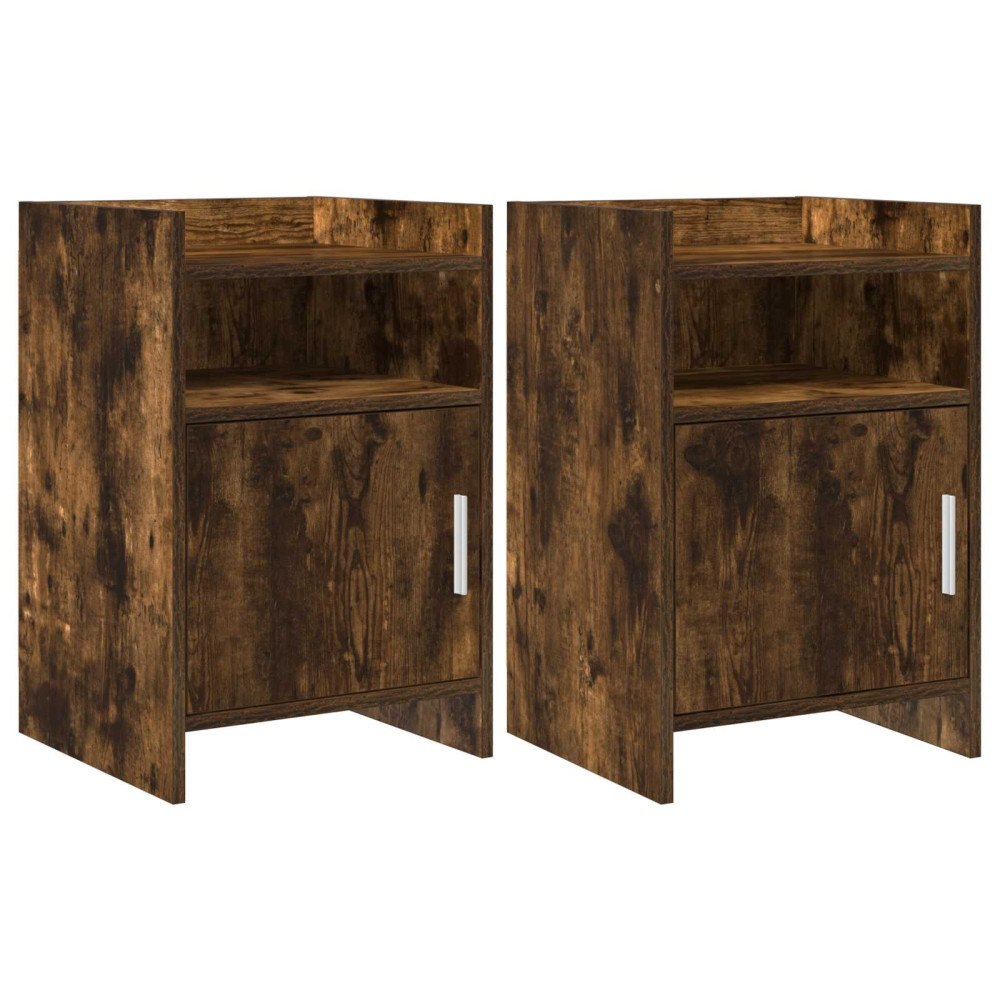 vidaXL Sängbord 2 pcs Rökt ek 40 x 36 x 60 cm Konstruerat trä
