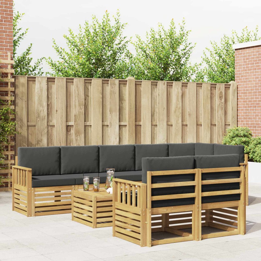 vidaXL Utomhussoffset 8 pcs Vit och antracit 59 x 59 x 37 cm Polyester