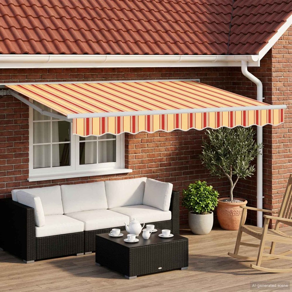 vidaXL Manuell markisram med LED-lampor Gul, Orange och Vit 3 x 2 m