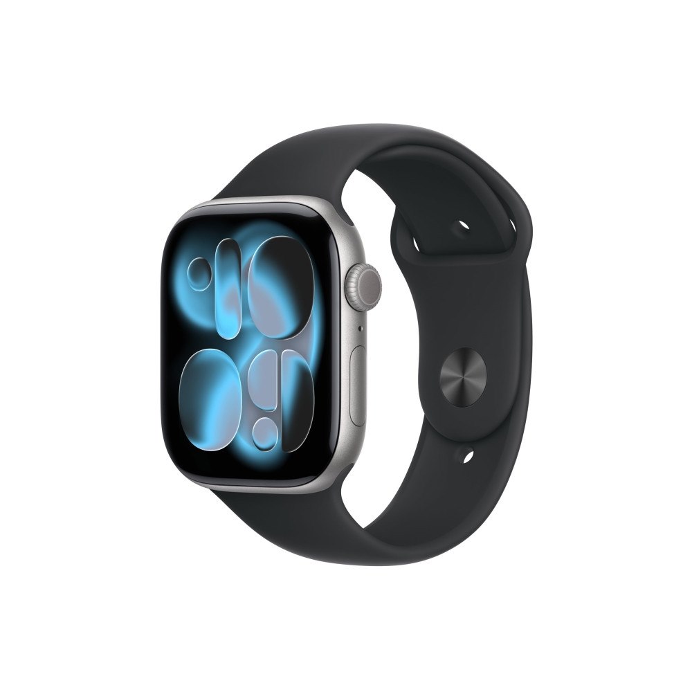 Apple Apple Watch Series 11 (GPS) - rymdgrå aluminium - smart klocka med sportband - svart - 64 GB