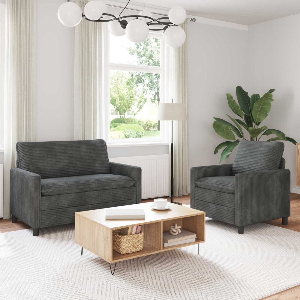 vidaXL Soffset 2 pcs Ljusgrå Polyester