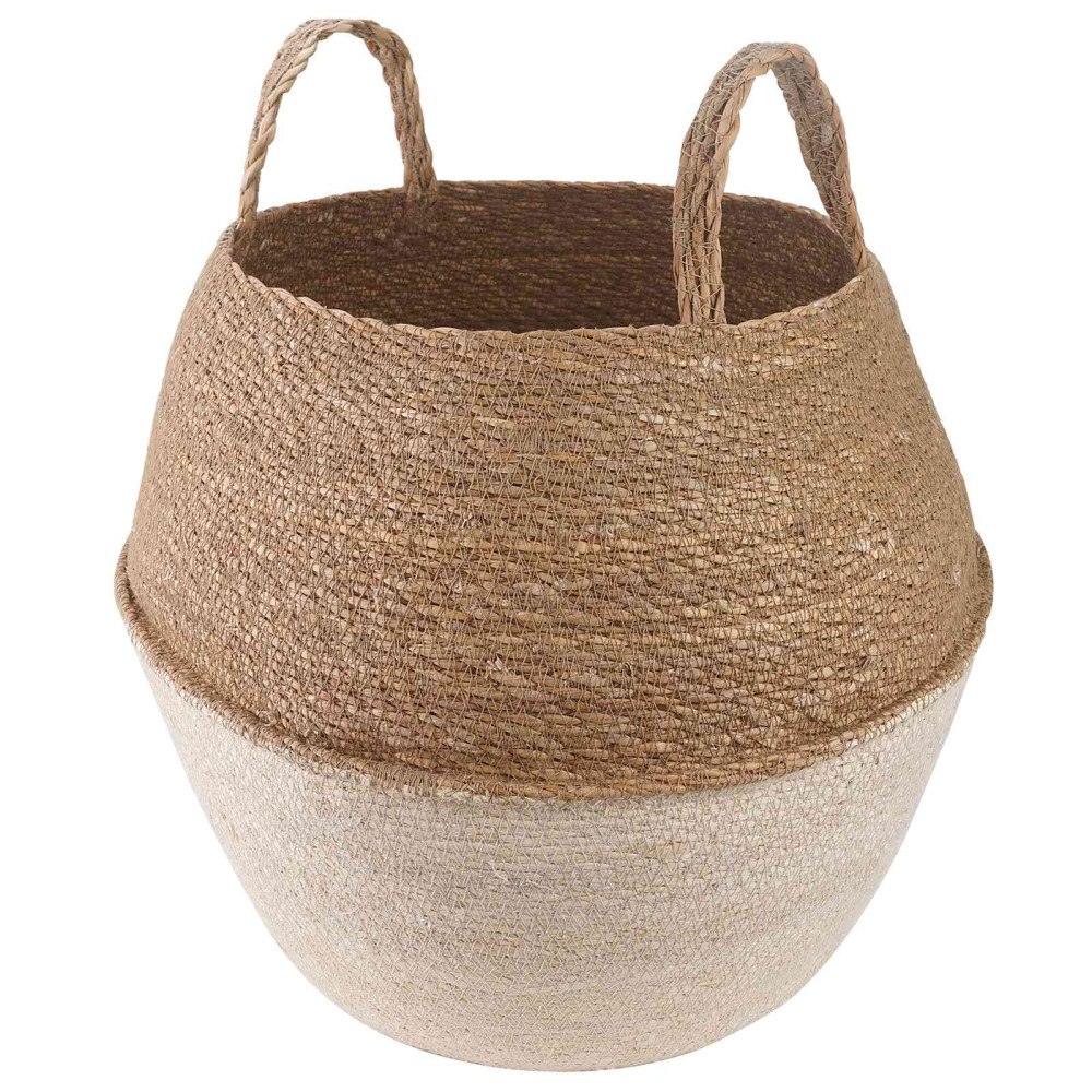vidaXL Kruka med handtag Vit Ø 32 x 32 cm 100% Sjögräs