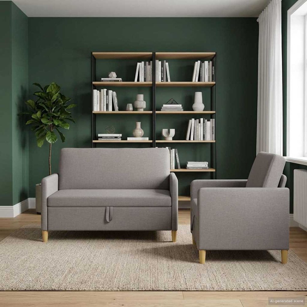 vidaXL Soffgrupp med förvaring 2 pcs Taupe Polyester
