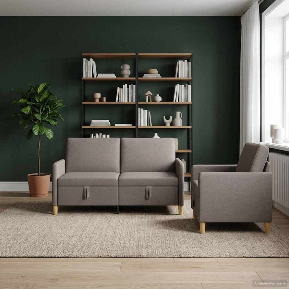 vidaXL Soffgrupp med förvaring 2 pcs Taupe Polyester