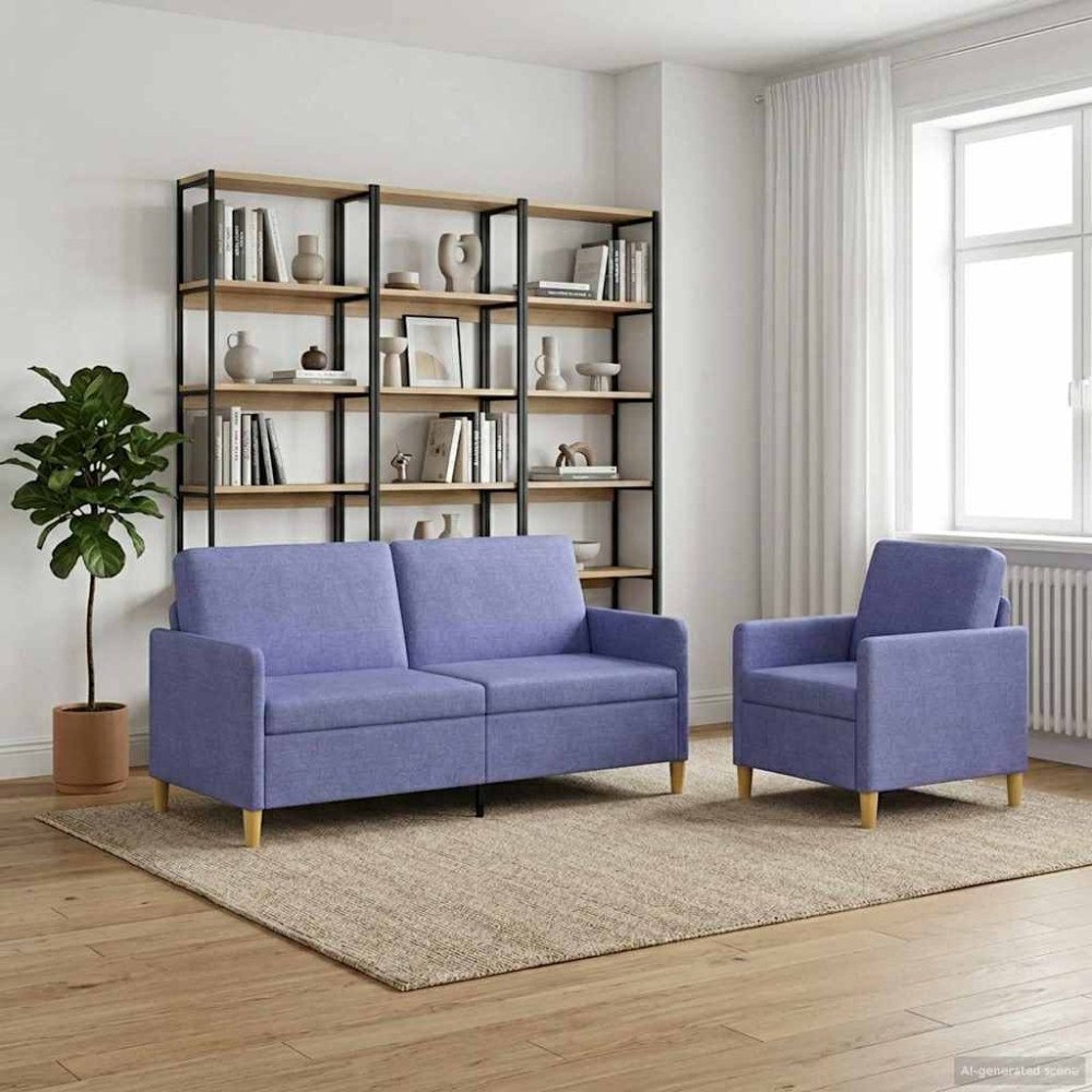 vidaXL Soffgrupp med förvaring 2 pcs Jeansblå Polyester