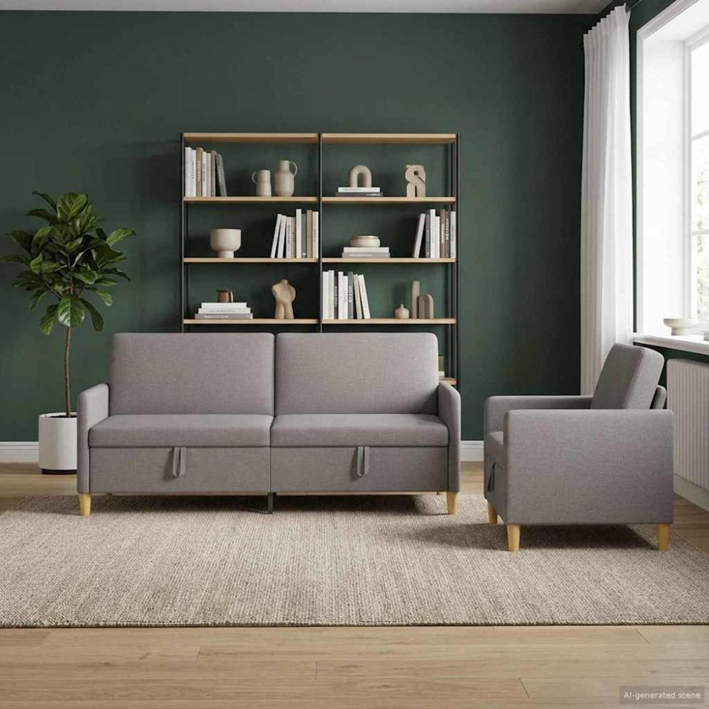 vidaXL Soffgrupp med förvaring 2 pcs Taupe Polyester