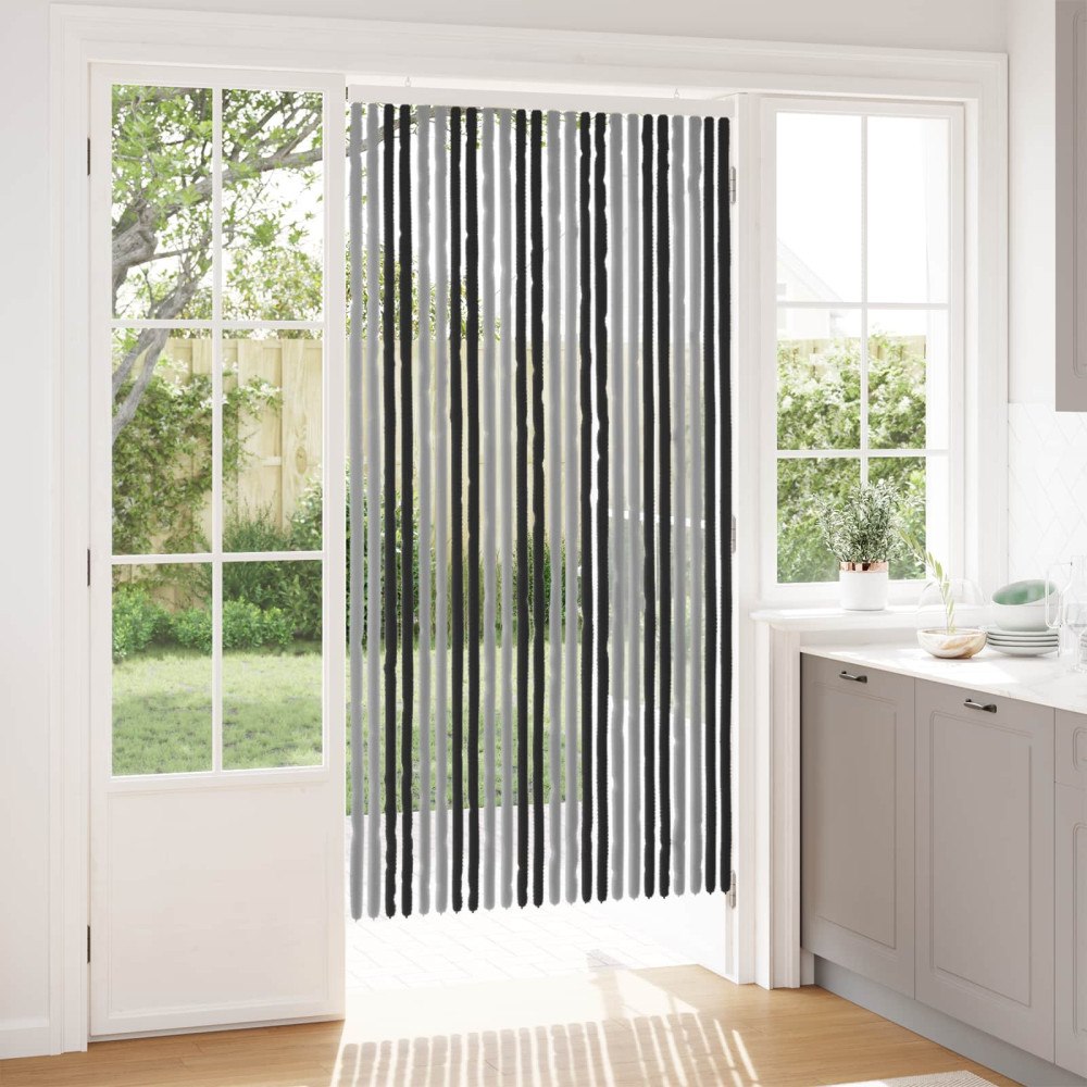 vidaXL Insektsgardin Chenille Grå och svart 100 x 200 cm 100% PP
