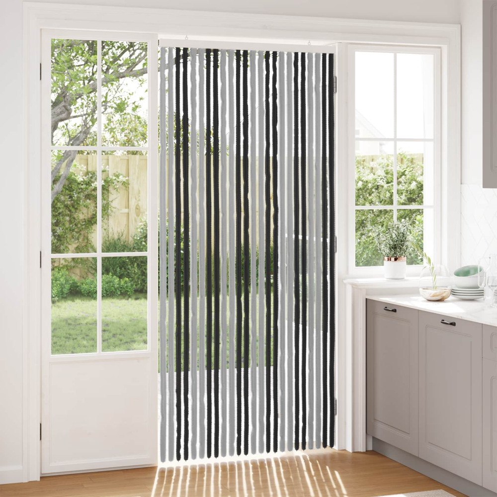 vidaXL Insektsgardin Chenille Grå och svart 100 x 220 cm 100% PP