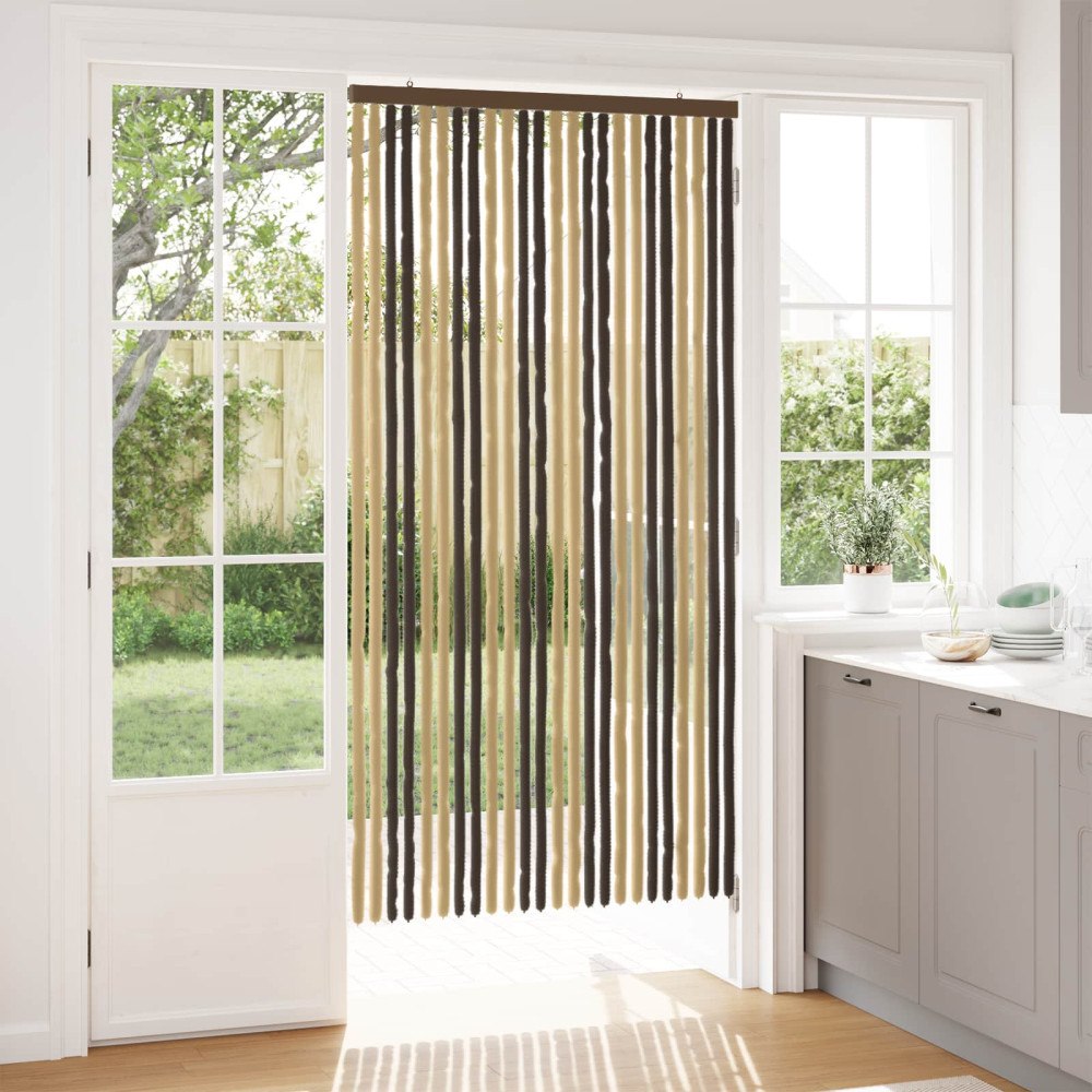 vidaXL Insektsgardin Chenille Mörkbrun och Beige 100 x 200 cm 100% PP