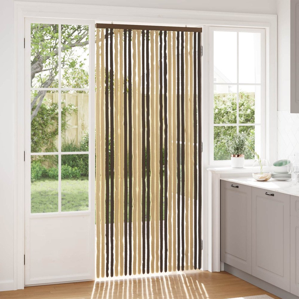 vidaXL Insektsgardin Chenille Mörkbrun och beige 100 x 220 cm 100% PP