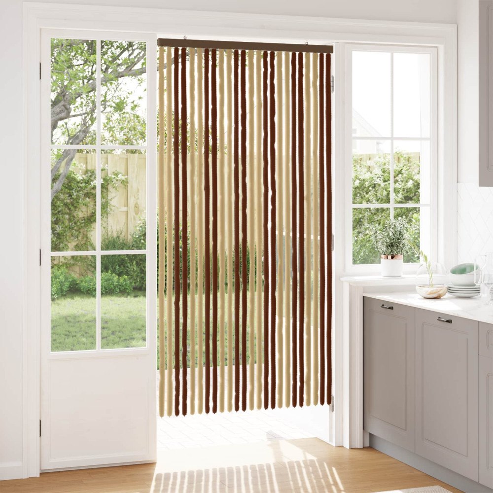 vidaXL Insektsgardin Chenille Brun och beige 100 x 200 cm 100% PP