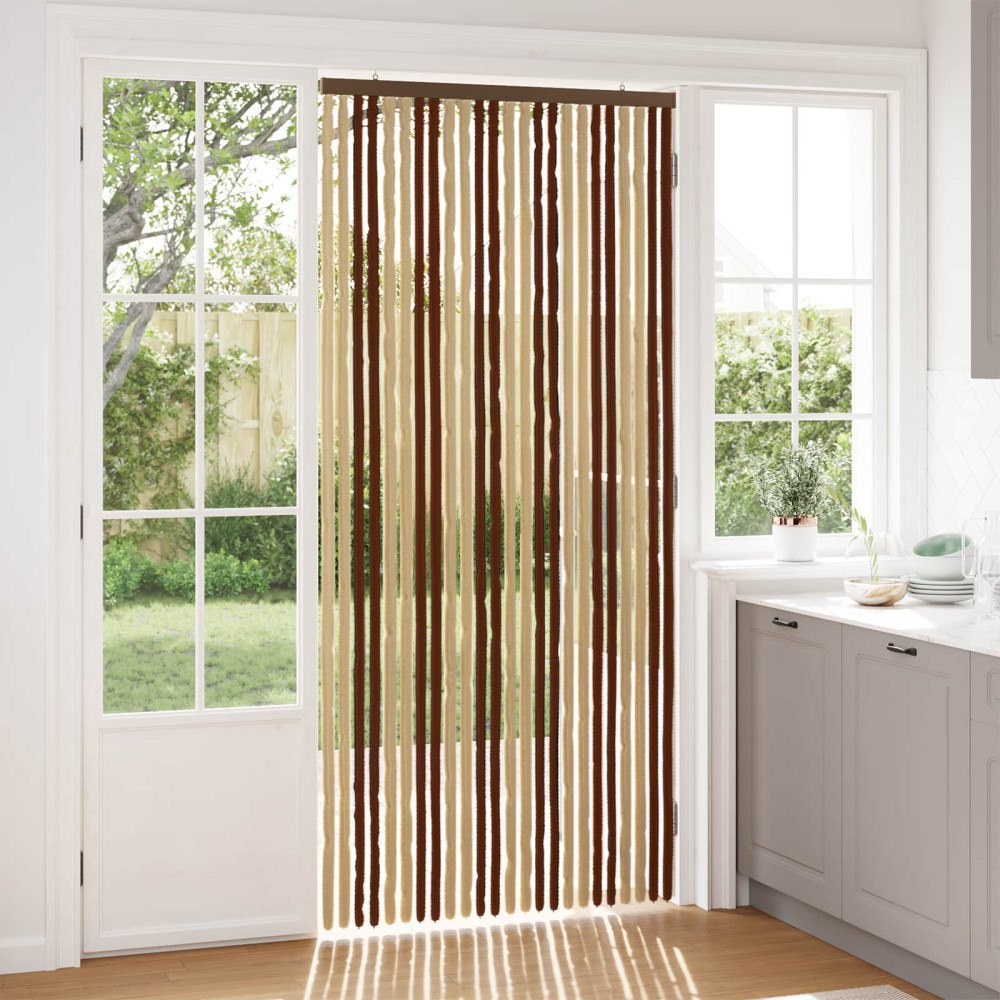 vidaXL Insektsgardin Chenille Brun och beige 100 x 220 cm 100% PP