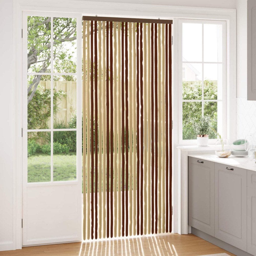 vidaXL Insektsgardin Chenille Brun och beige 100 x 230 cm 100% PP