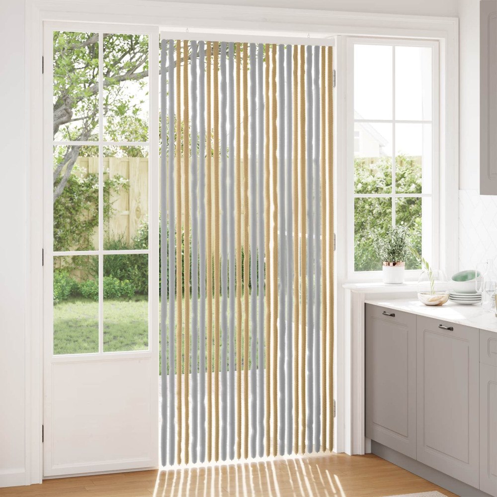 vidaXL Insektsgardin Chenille Grå och Beige 100 x 230 cm 100% PP