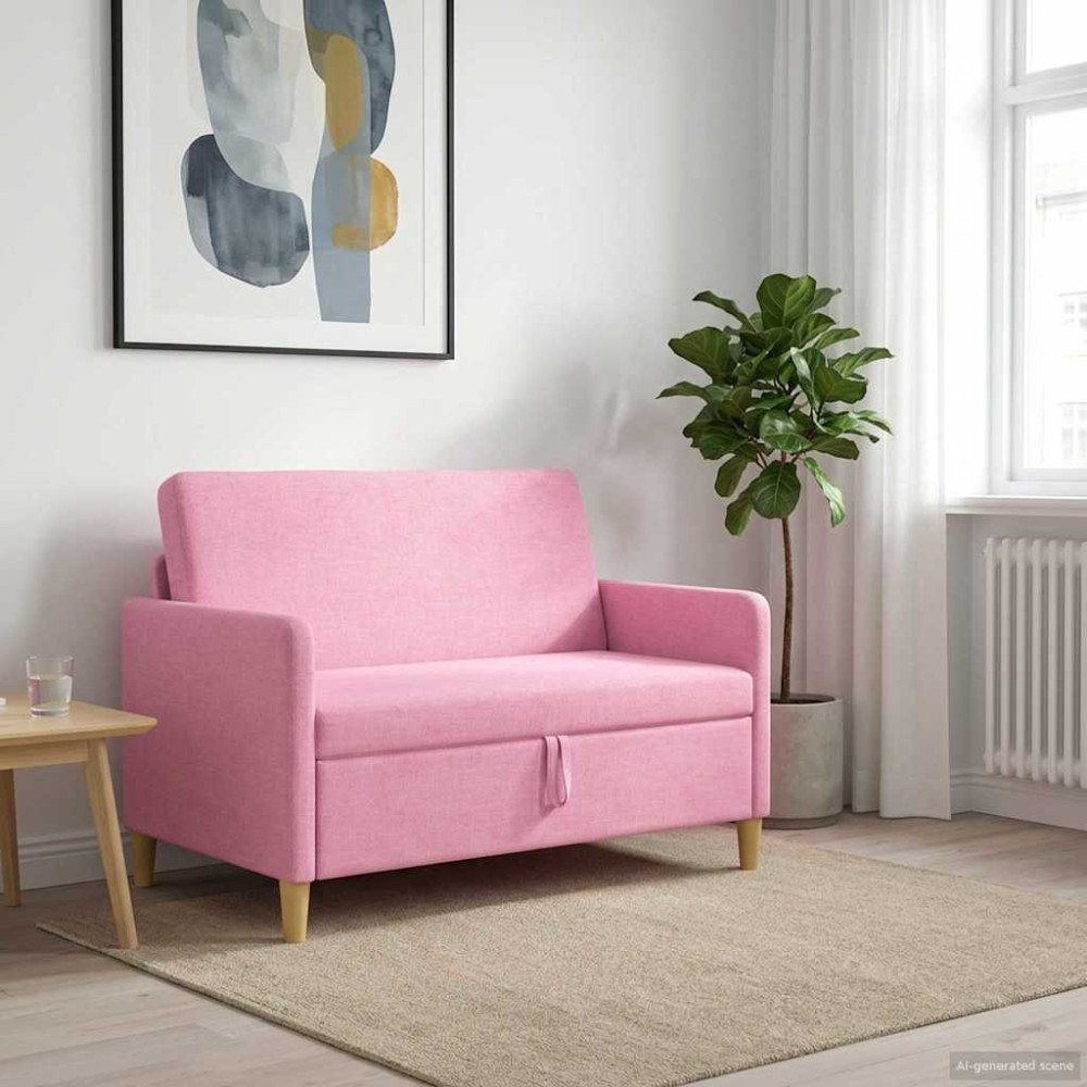 vidaXL Soffa med förvaring Rosa 122 x 78 x 87 cm Polyester