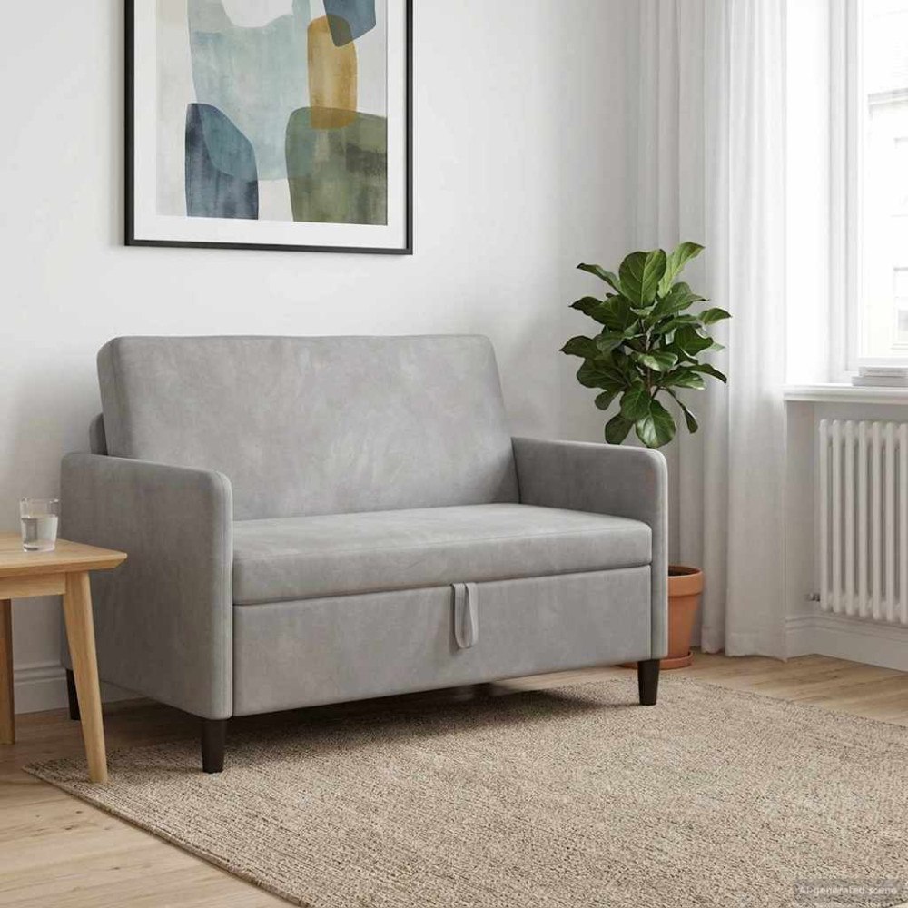 vidaXL Soffa med förvaring Ljusgrå 122 x 78 x 87 cm Polyester