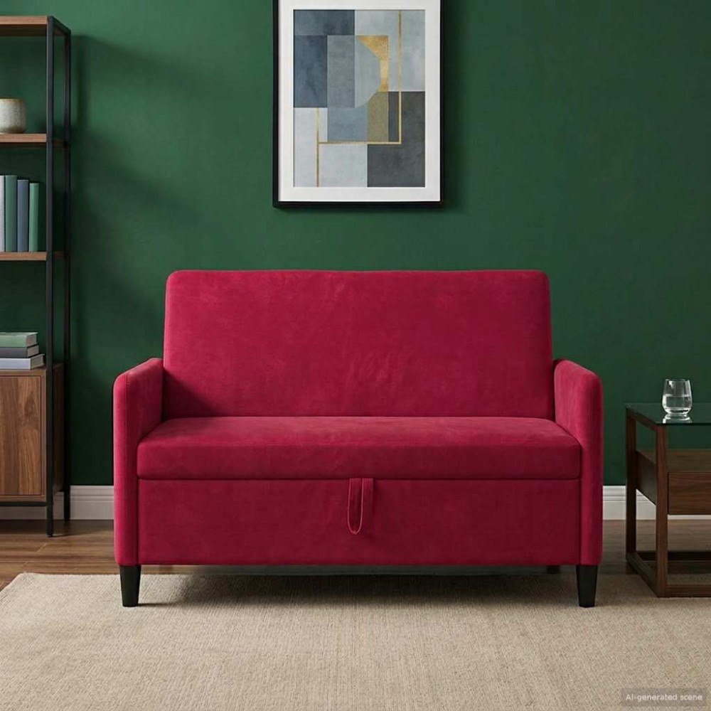 vidaXL Soffa med förvaring Vinröd 122 x 78 x 87 cm Polyester