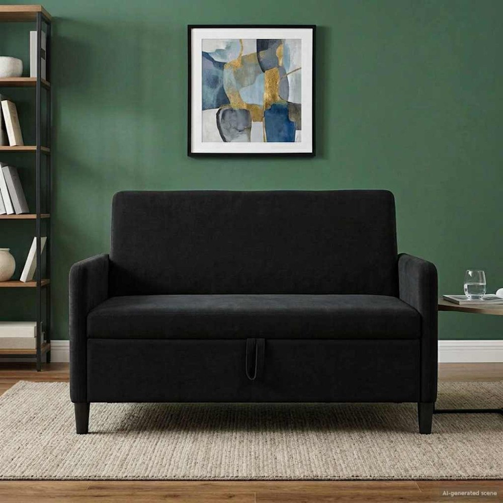 vidaXL Soffa med förvaring Svart 122 x 78 x 87 cm Polyester