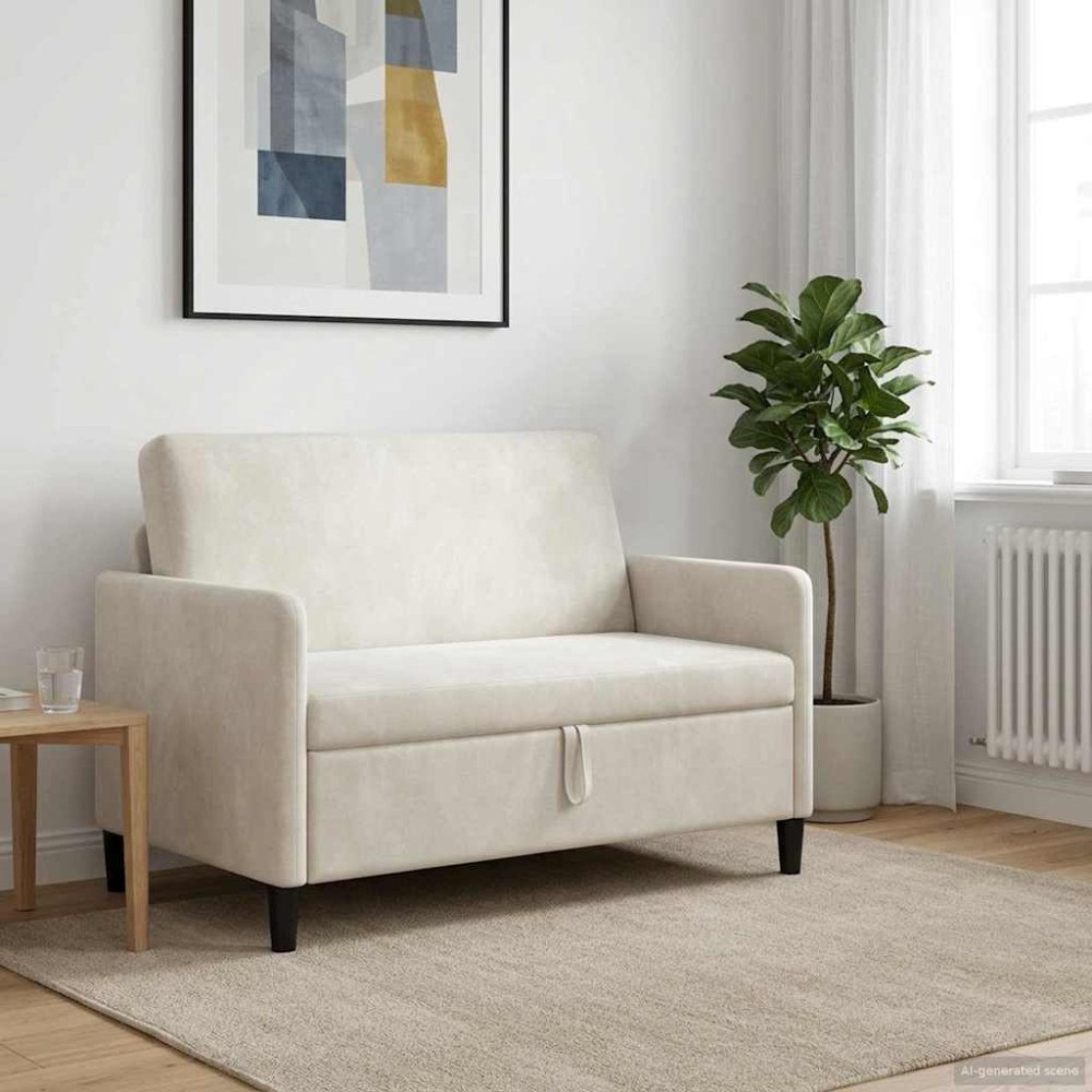 vidaXL Soffa med förvaring Gräddvit 122 x 78 x 87 cm Polyester
