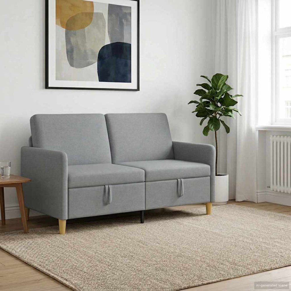 vidaXL Soffa med förvaring Ljusgrå 152 x 78 x 87 cm Polyester