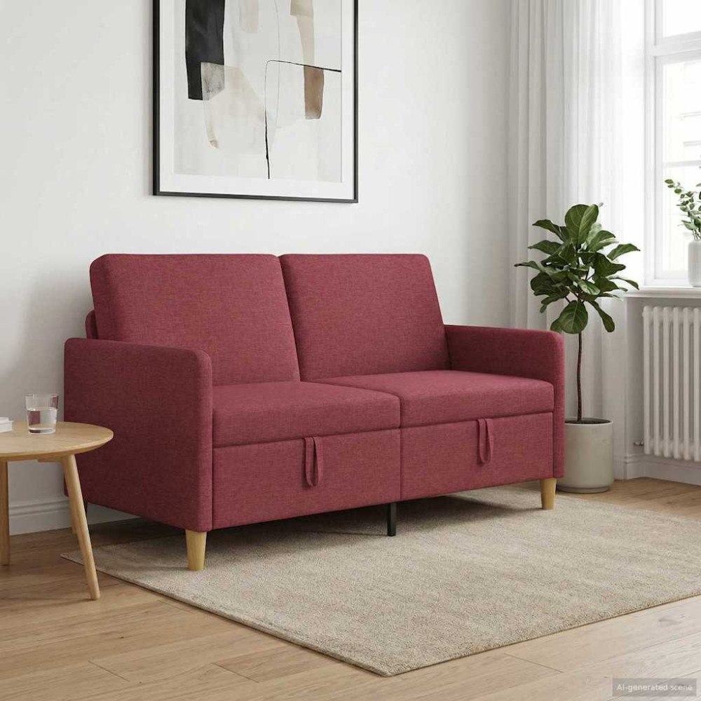 vidaXL Soffa med förvaring Vinröd 152 x 78 x 87 cm Polyester