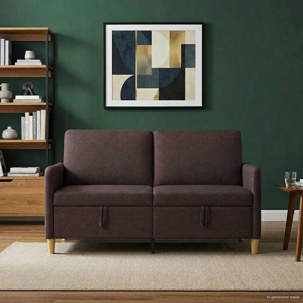 vidaXL Soffa med förvaring Mörkbrun 152 x 78 x 87 cm Polyester