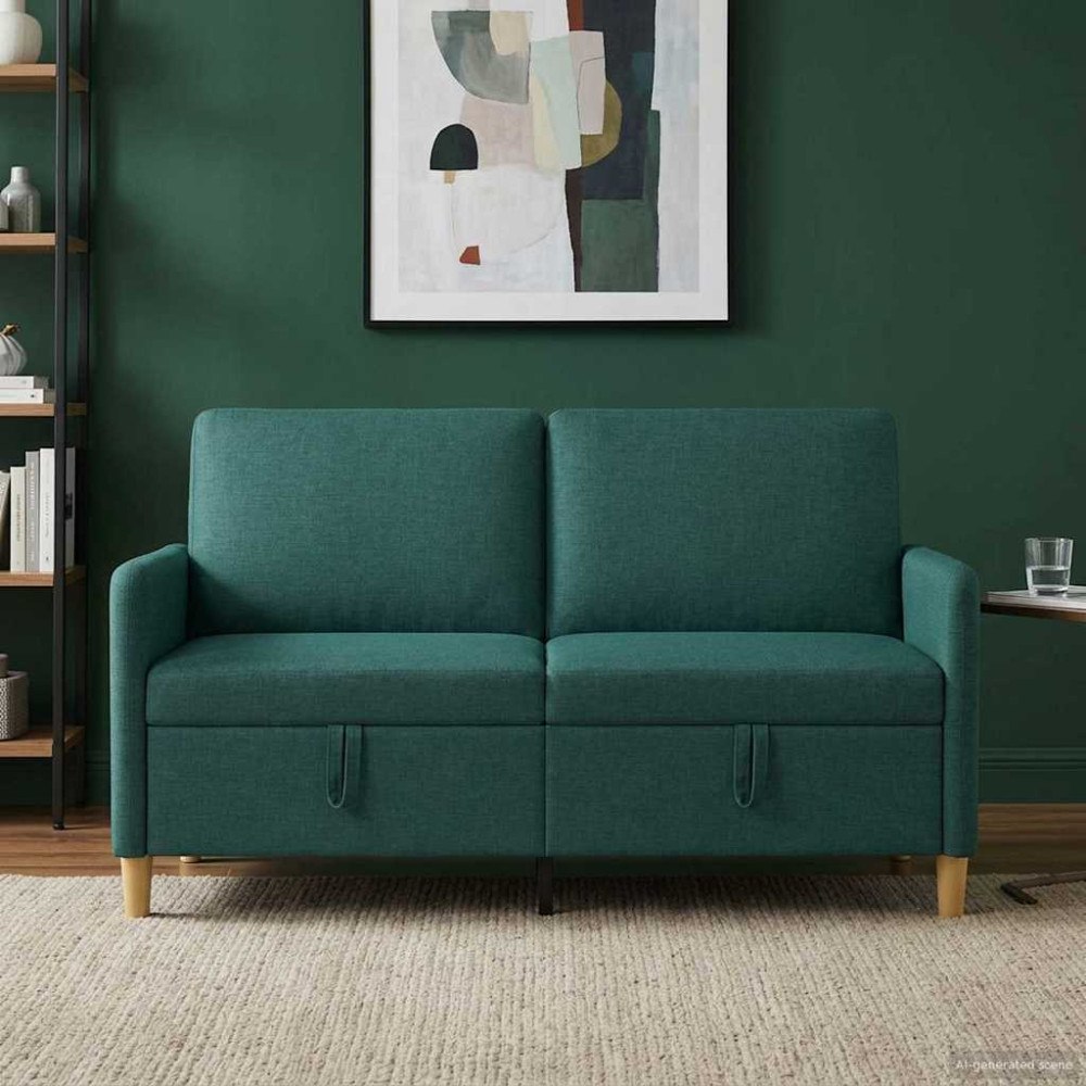 vidaXL Soffa med förvaring Mörkgrön 152 x 78 x 87 cm Polyester