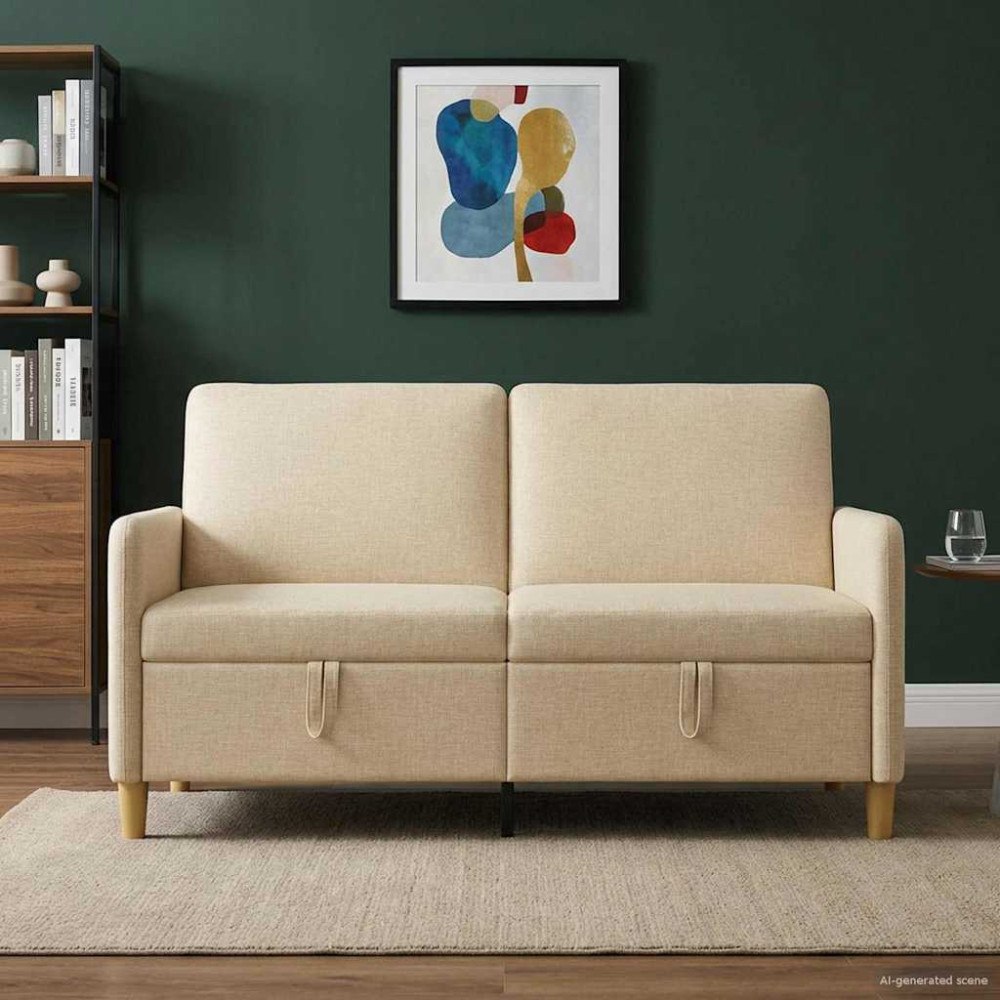 vidaXL Soffa med förvaring Gräddvit 152 x 78 x 87 cm Polyester