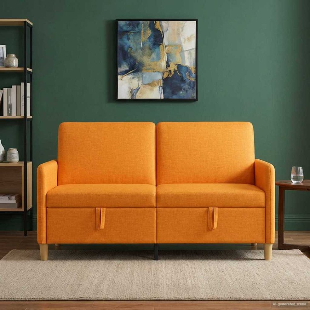 vidaXL Soffa med förvaring Mörkgul 152 x 78 x 87 cm Polyester