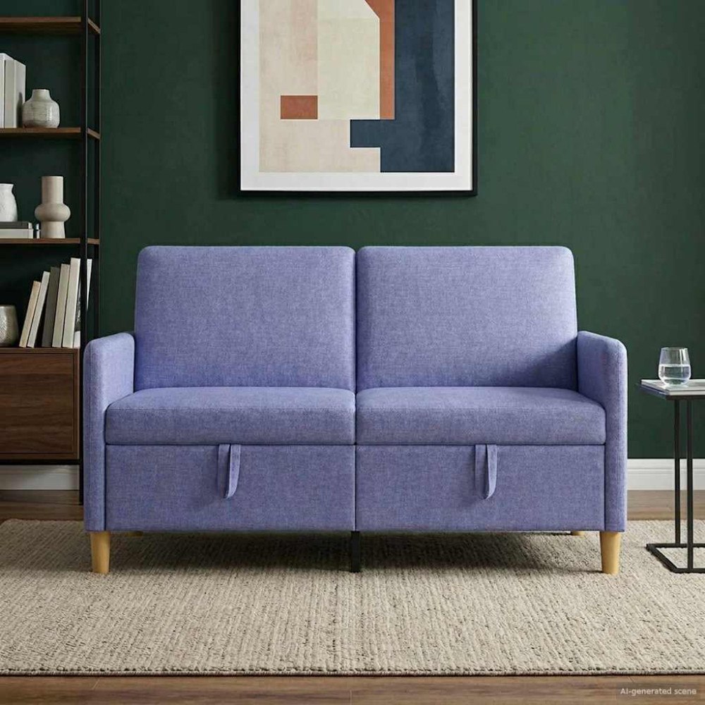 vidaXL Soffa med förvaring Jeansblå 152 x 78 x 87 cm Polyester