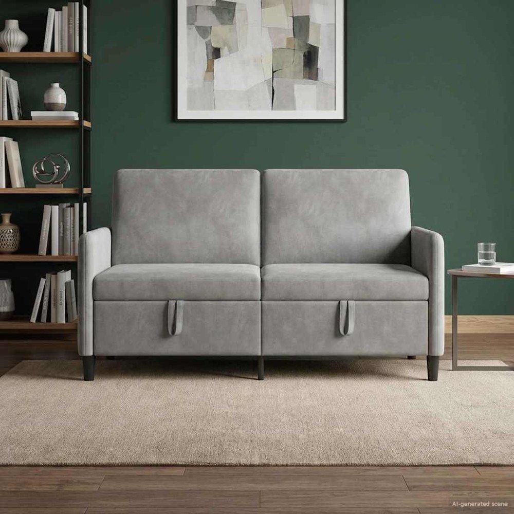 vidaXL Soffa med förvaring Ljusgrå 152 x 78 x 87 cm Polyester