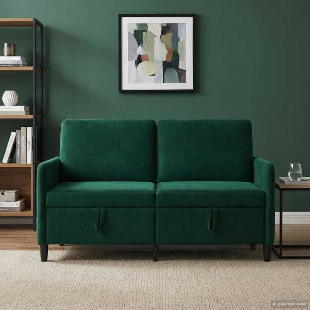 vidaXL Soffa med förvaring Mörkgrön 152 x 78 x 87 cm Polyester
