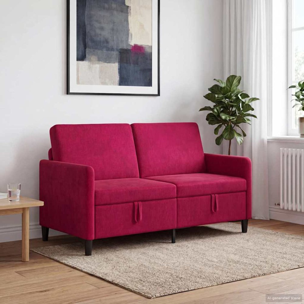 vidaXL Soffa med förvaring Vinröd 152 x 78 x 87 cm Polyester