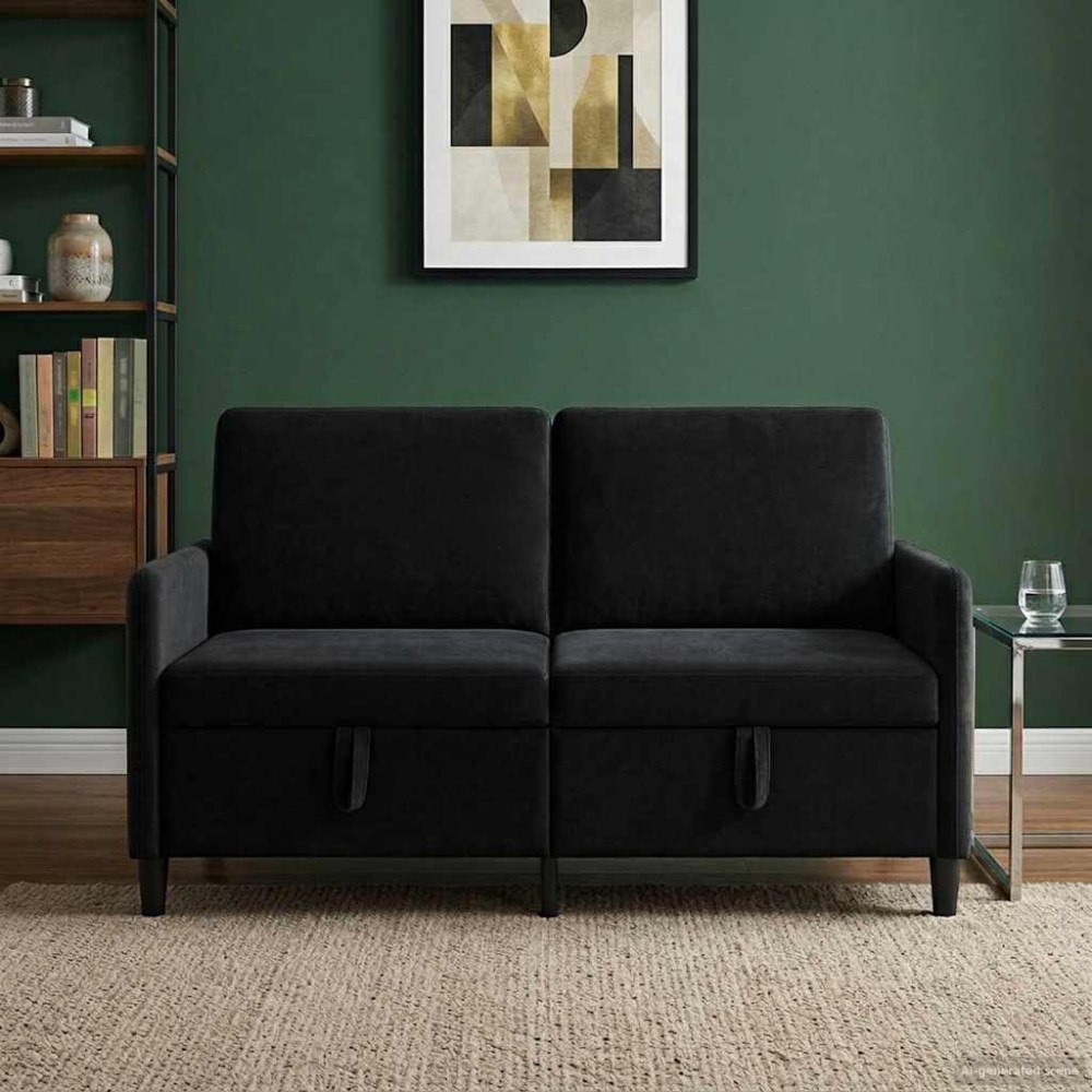 vidaXL Soffa med förvaring Svart 152 x 78 x 87 cm Polyester