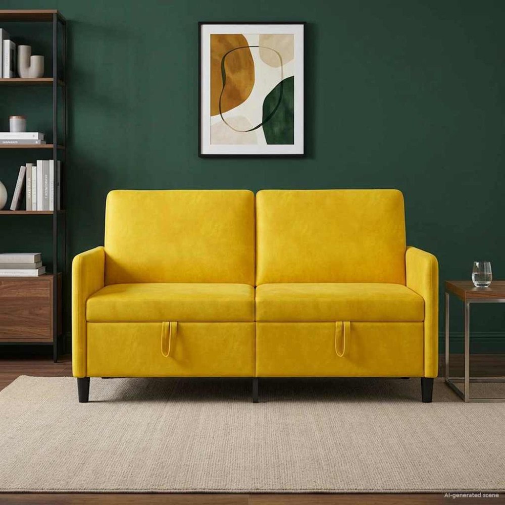 vidaXL Soffa med förvaring Gul 152 x 78 x 87 cm Polyester