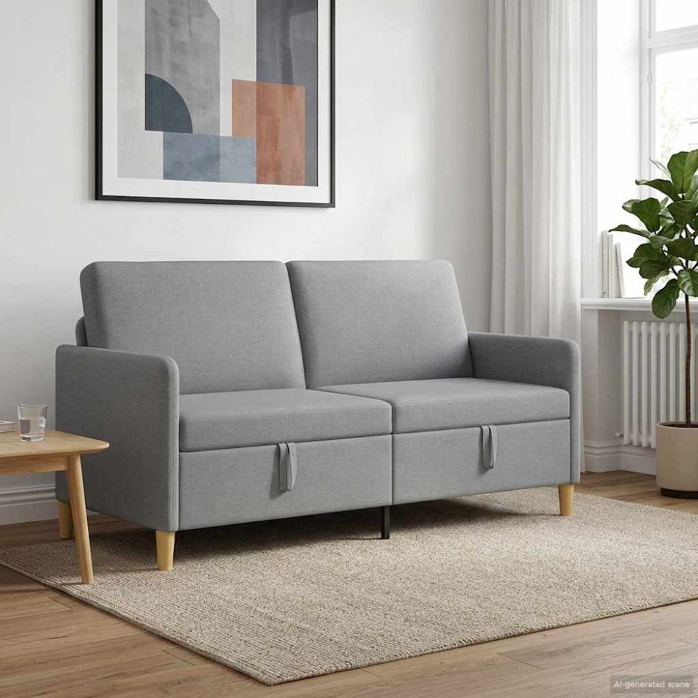 vidaXL Soffa med förvaring Ljusgrå 172 x 78 x 87 cm Polyester
