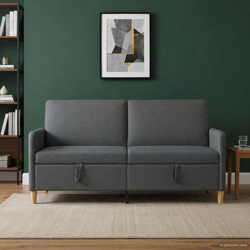 vidaXL Soffa med förvaring Mörkgrå 172 x 78 x 87 cm Polyester