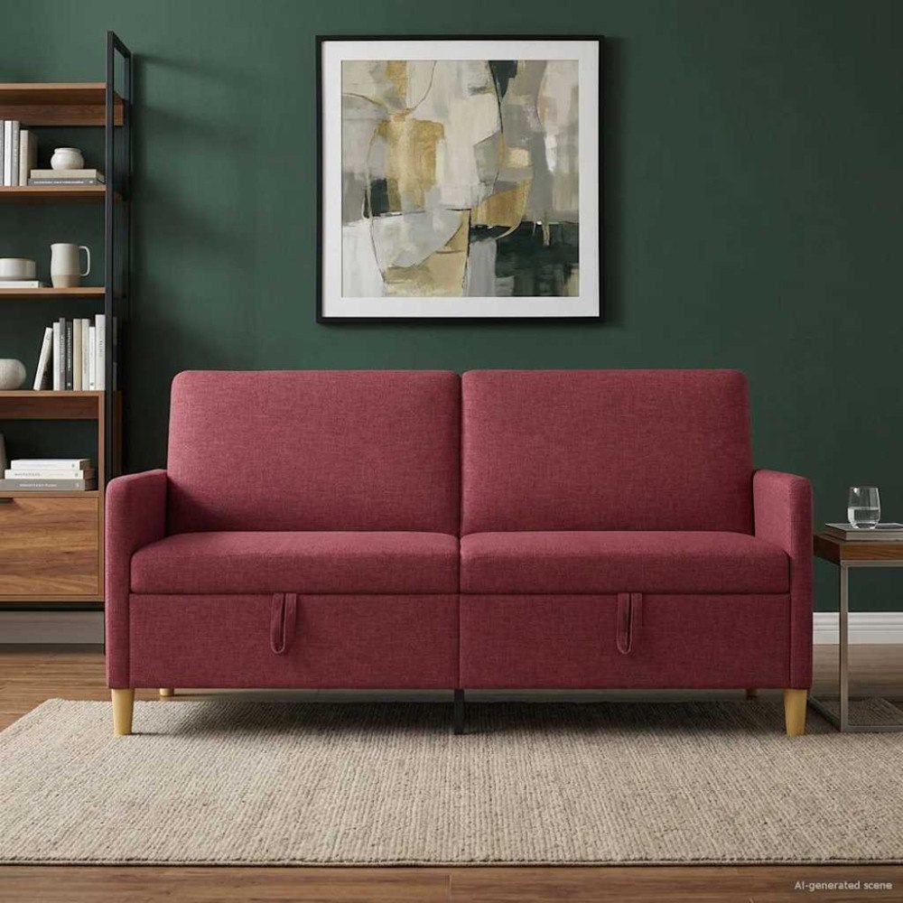 vidaXL Soffa med förvaring Vinröd 172 x 78 x 87 cm Polyester