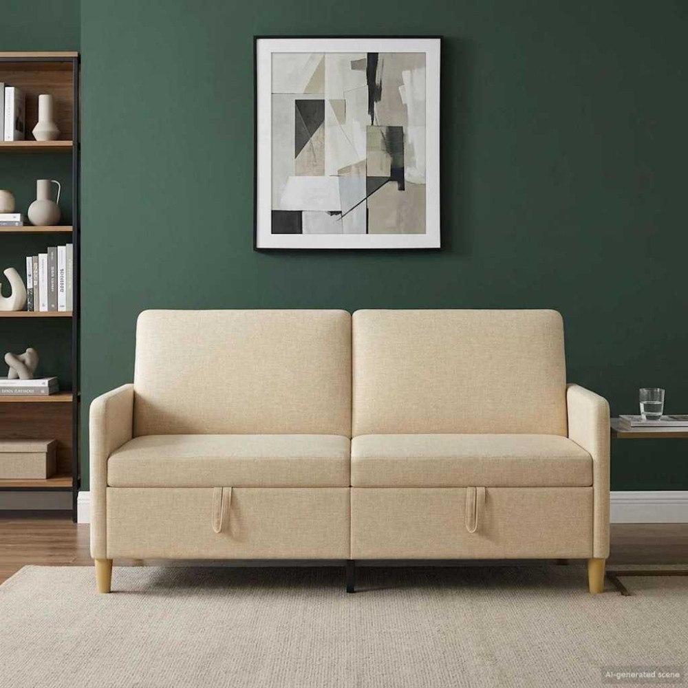 vidaXL Soffa med förvaring Gräddvit 172 x 78 x 87 cm Polyester