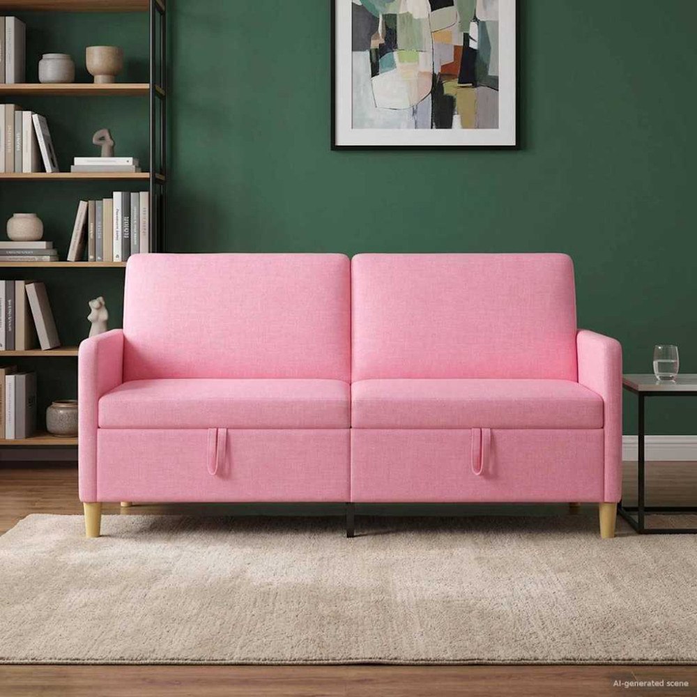 vidaXL Soffa med förvaring Rosa 172 x 78 x 87 cm Polyester