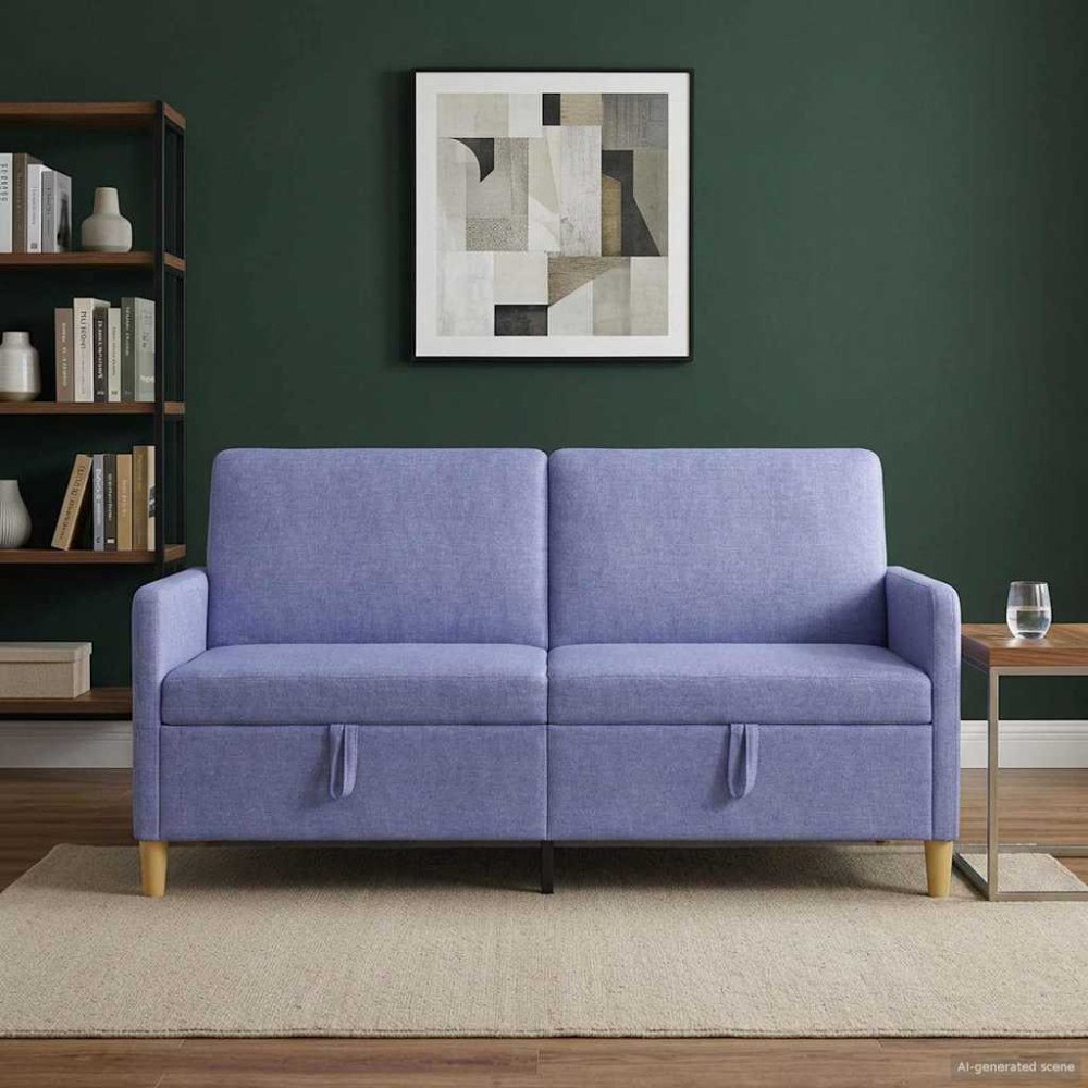 vidaXL Soffa med förvaring Jeansblå 172 x 78 x 87 cm Polyester