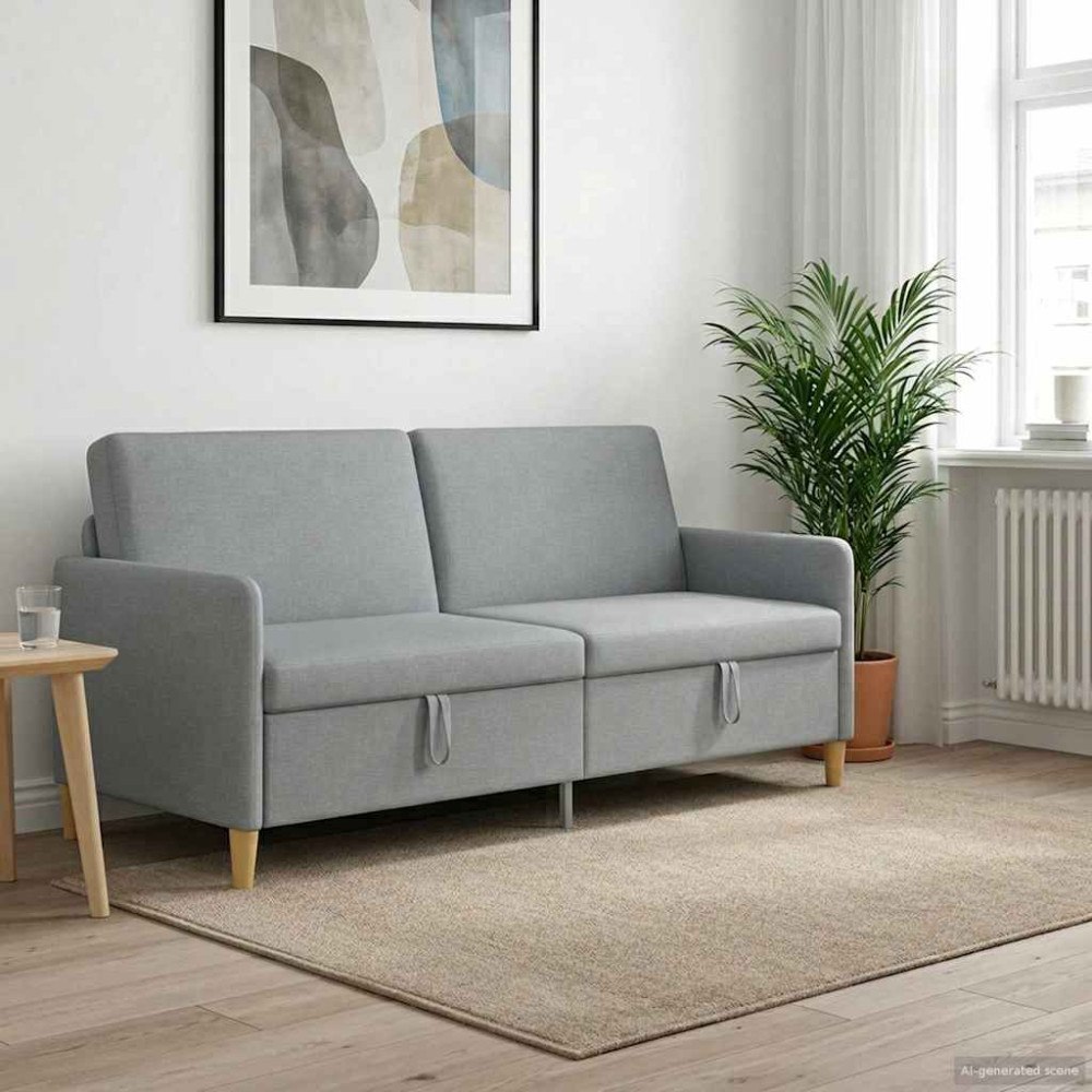 vidaXL Soffa med förvaring Ljusgrå 192 x 78 x 87 cm Polyester