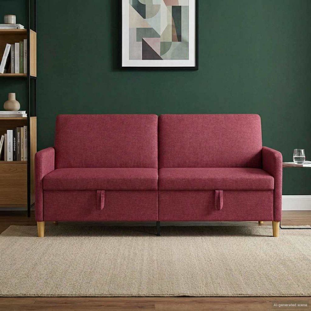 vidaXL Soffa med förvaring Vinröd 192 x 78 x 87 cm Polyester