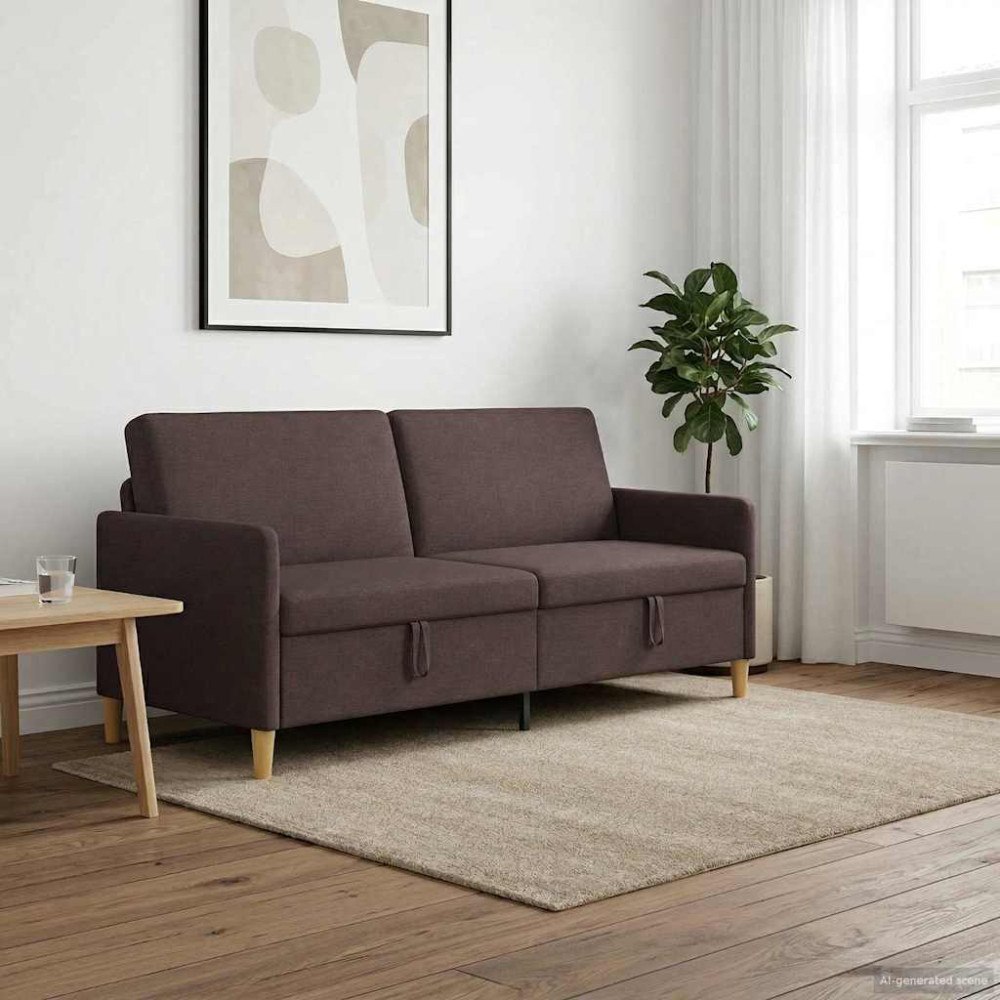vidaXL Soffa med förvaring Mörkbrun 192 x 78 x 87 cm Polyester